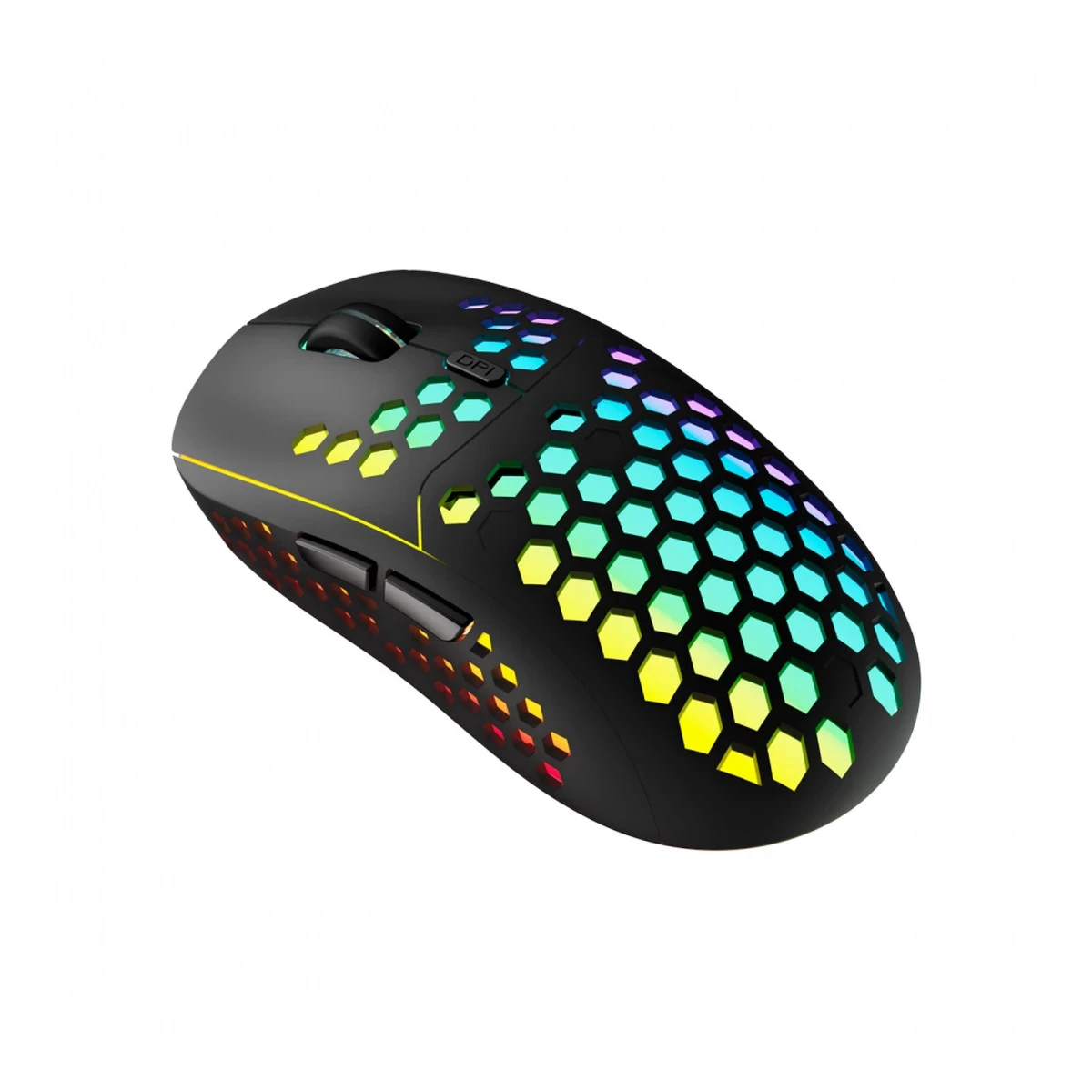 Canyon 7keys Gaming 2.4G wireless mouse, KA8 sensor, DPI up to 1600, rubber coating on panel, Huano 1million switch, 45cm PVC cable, ABS material. 400mAh battery, size: 125.8*63.7*41mm, weight: 95g, Black