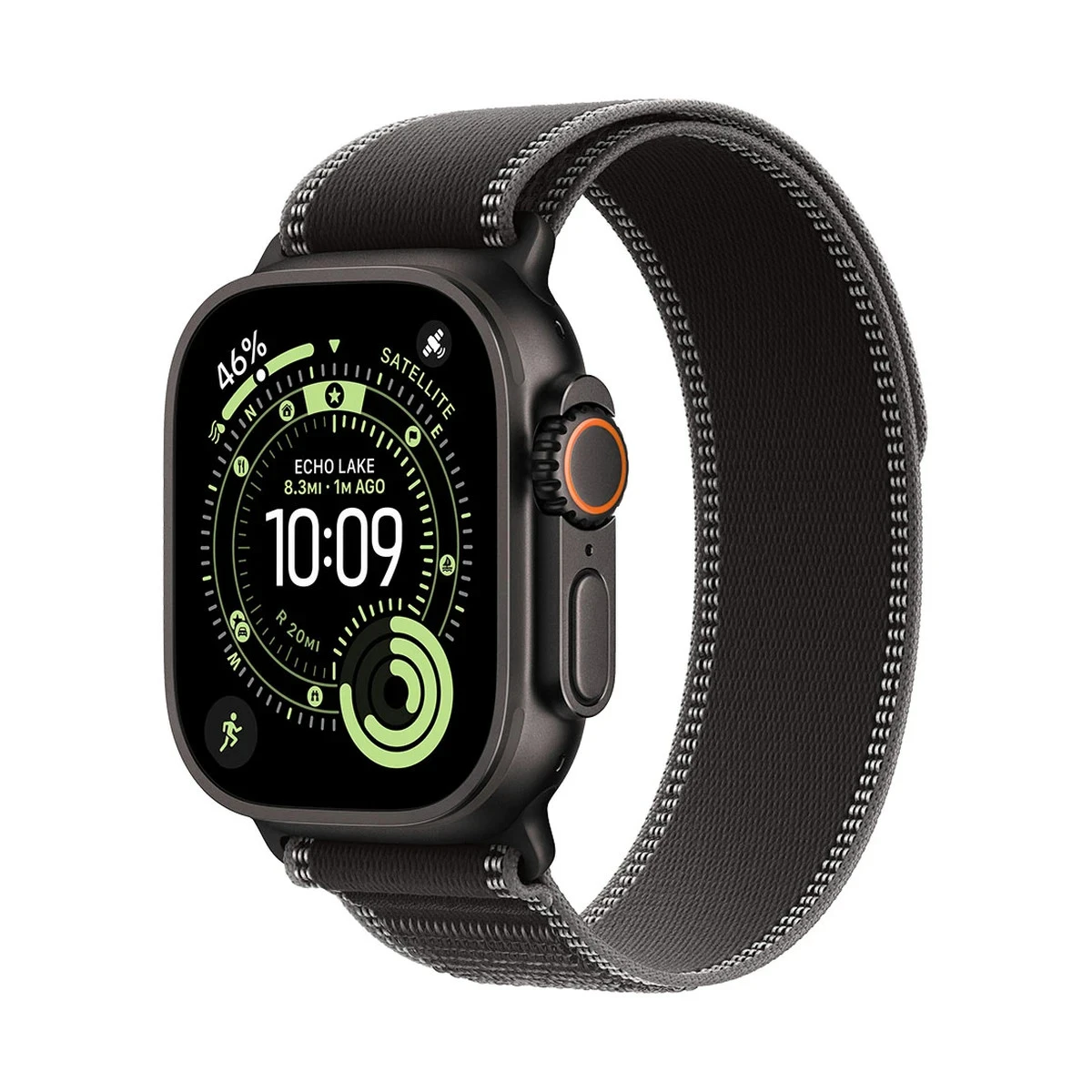 Apple Watch Ultra 3 Cellular 49mm Black Titanium Case with Black/Charcoal Trail Loop - M/L