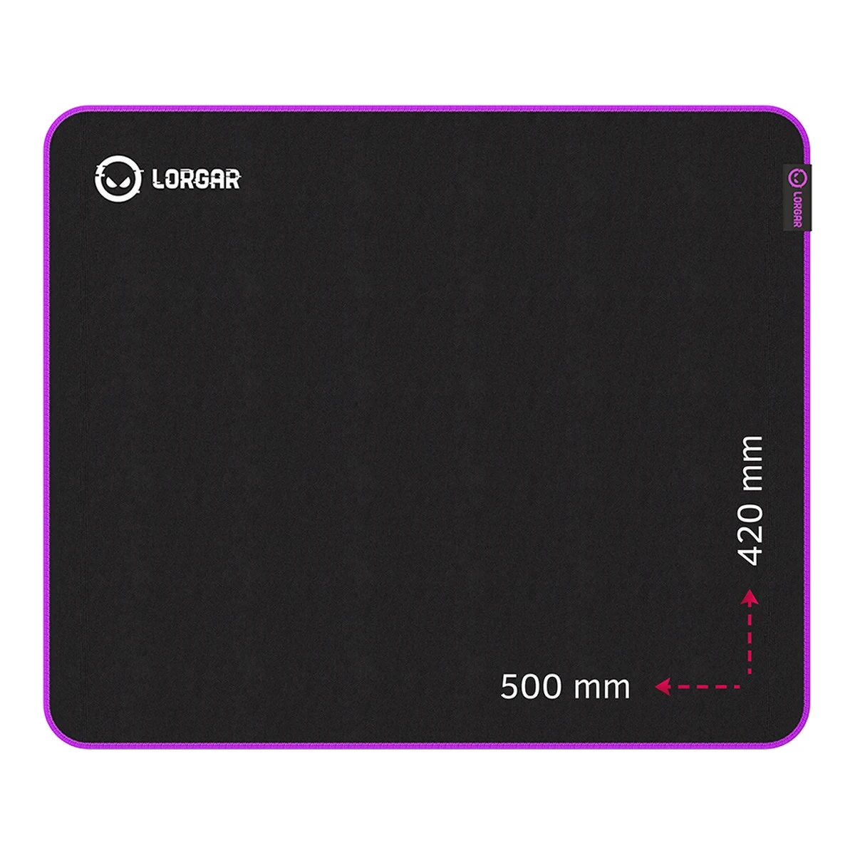 Lorgar Main 315, Gaming mouse pad, High-speed surface, Purple anti-slip rubber base, size: 500mm x 420mm x 3mm, weight 0.39kg