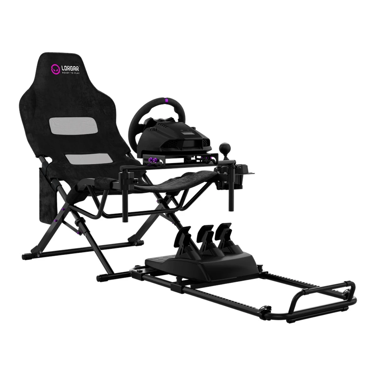 LORGAR FLEX RAF1, Sim Racing Cockpit Advanced, Foldable, 150x72x113 cm-playing, 38x72x126cm-folded, Black