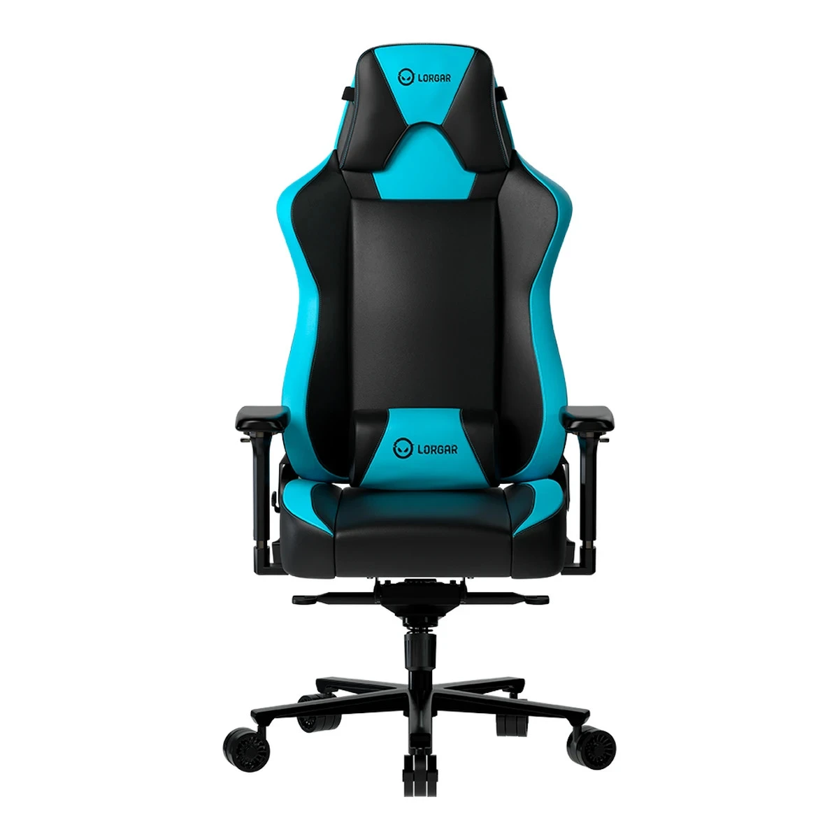 LORGAR Base 311, Gaming chair, PU eco-leather, 1.8 mm metal frame, multiblock mechanism, 4D armrests, 5 Star aluminium base, Class-4 gas lift, 75mm PU casters, Black + blue