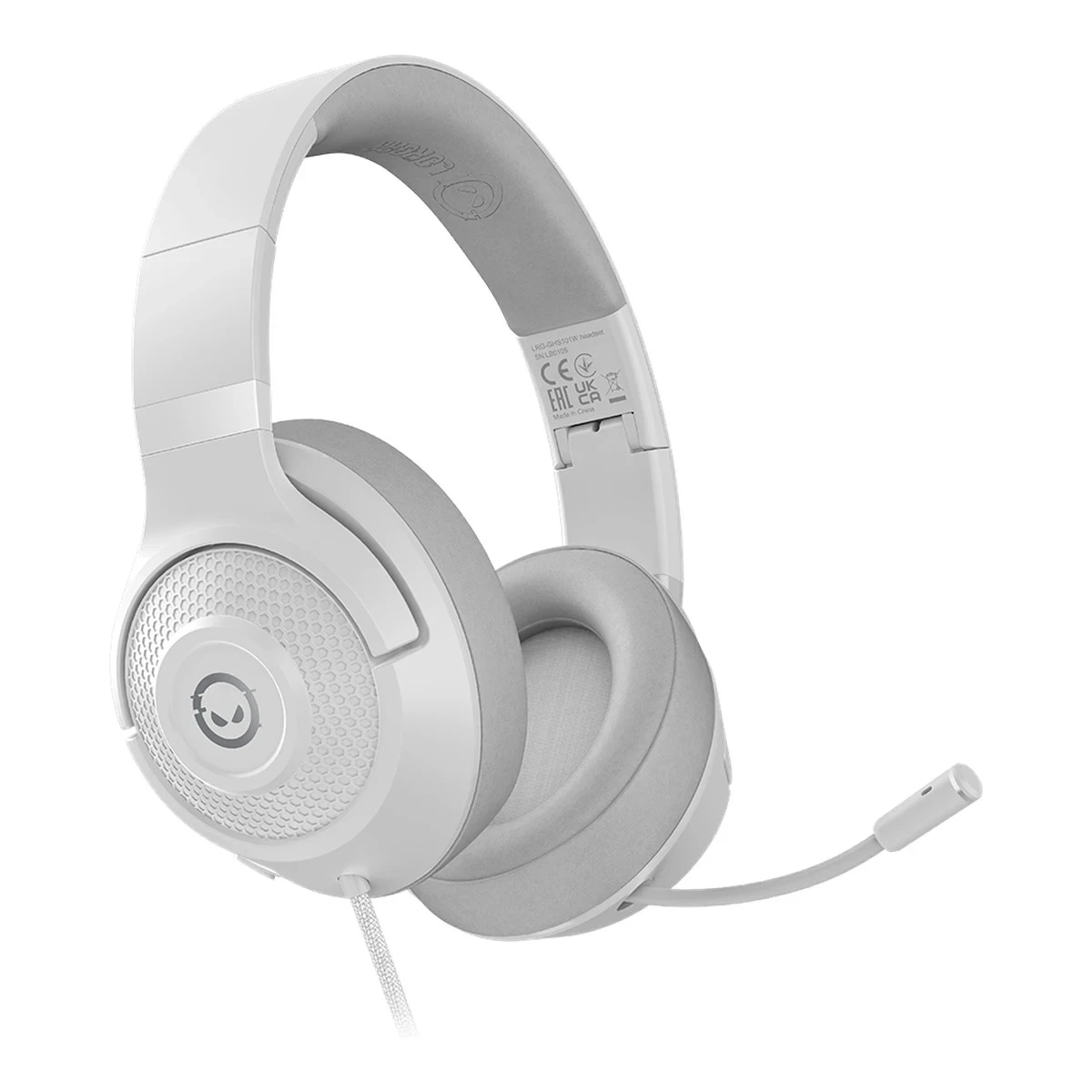 LORGAR Noah 101, Gaming headset with microphone, 3.5mm jack connection, cable length 2m, foldable design, PU leather ear pads, size: 185*195*80mm, 0.245kg, white