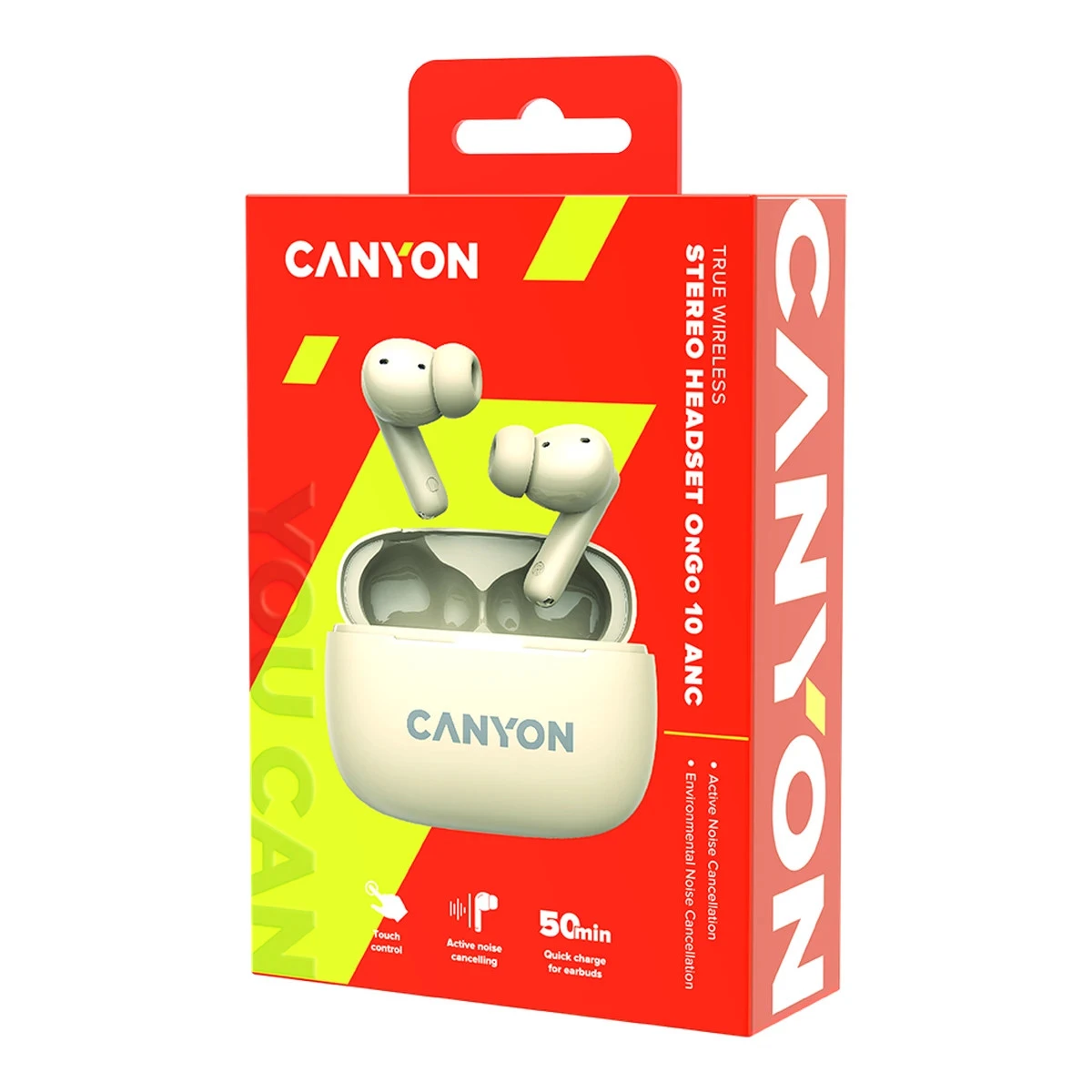 CANYON headset OnGo TWS-10 ANC+ENC Beige