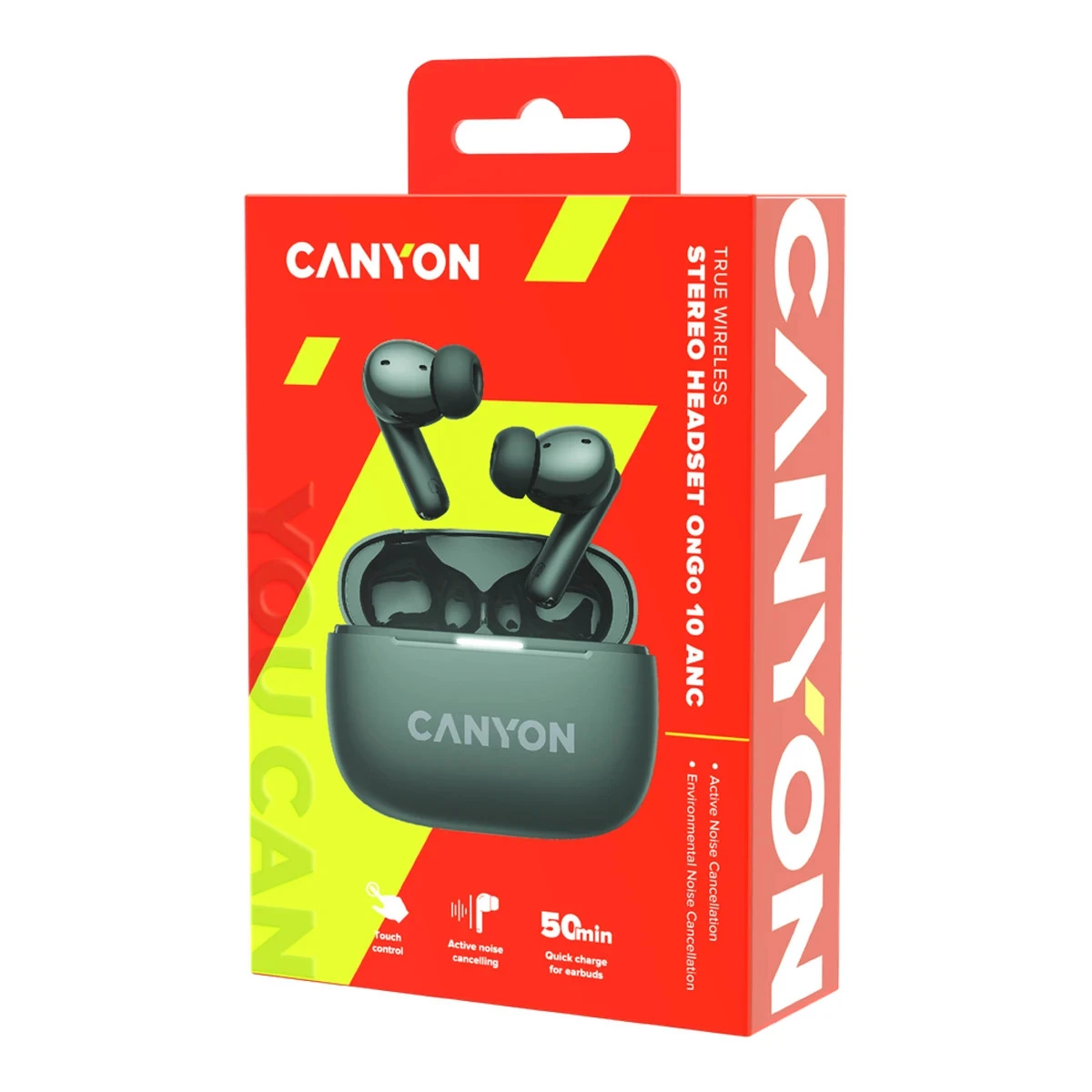 CANYON headset OnGo TWS-10 ANC+ENC Grey
