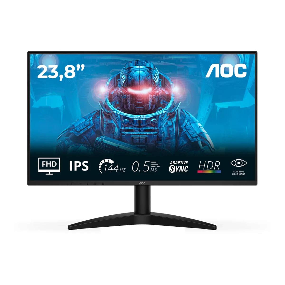 AOC Monitor LED 24B36X Gaming IPS 1920x1080 144Hz HDR10 0.5ms Adaptive Sync HDMI DP Audio Out Tilt 3y
