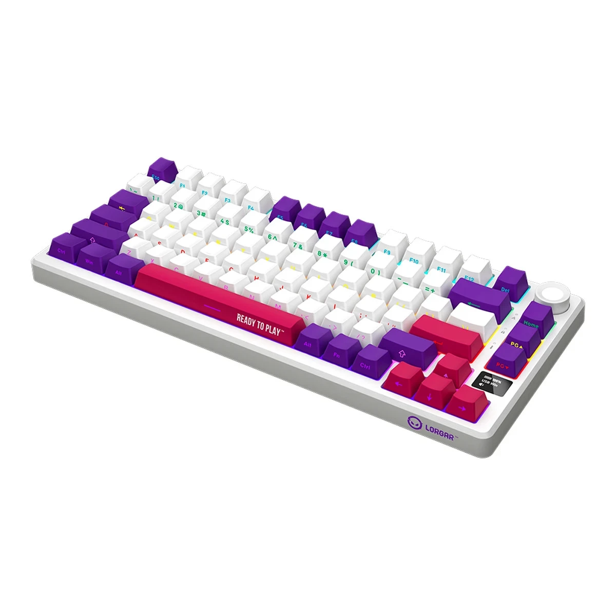 LORGAR KBP7075W, Wireless 75% Mechanical Gaming Keyboard Pro, White, EN layout